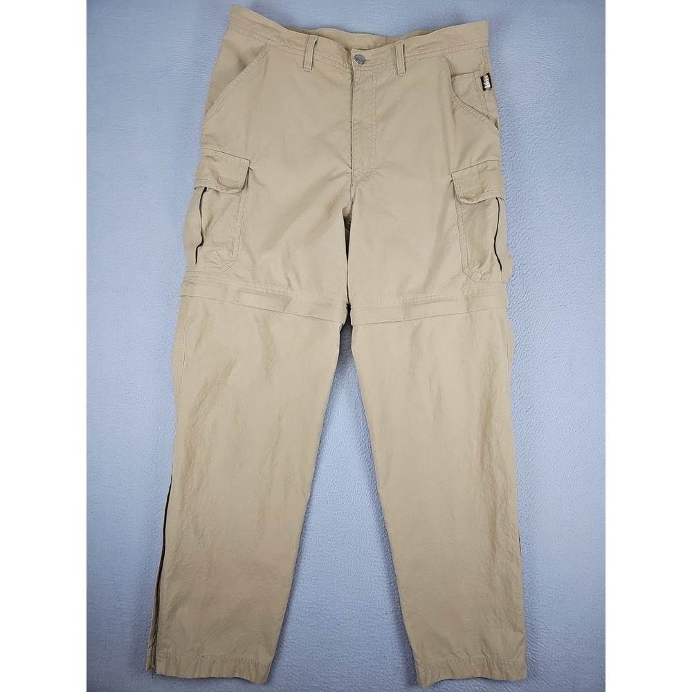 REI Convertible Hiking Pants Men's 34x31 Beige Cargo Nylon/Cotton Outdoors